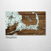 Cape Cod Bay, MA - Whimsical Map on Wood