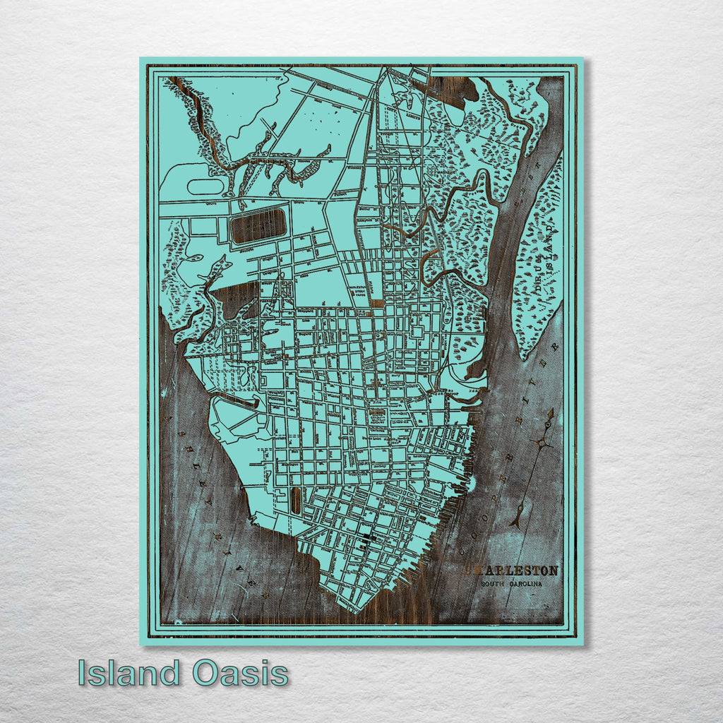 Charleston, SC 1898 - Historic Map on Wood