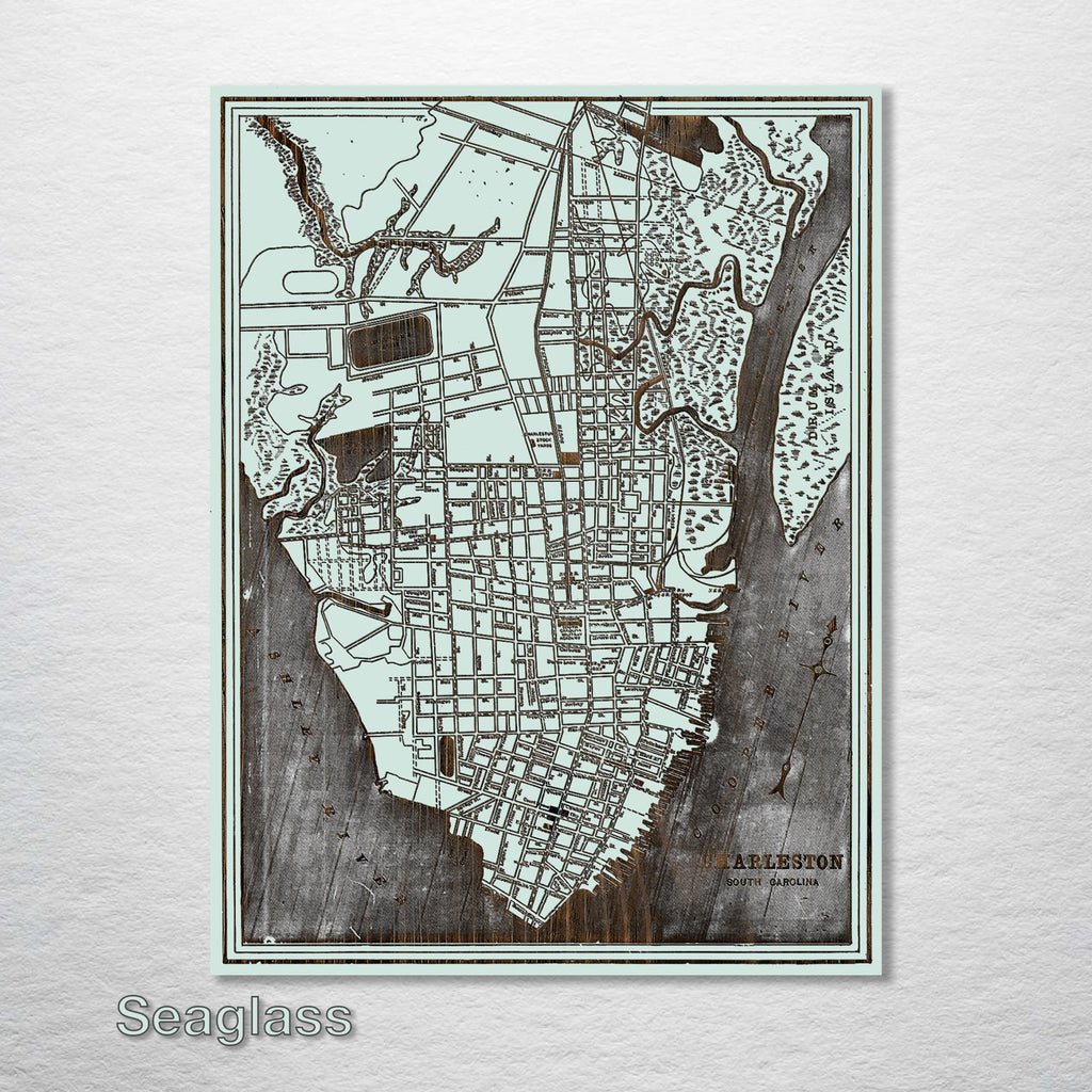 Charleston, SC 1898 - Historic Map on Wood