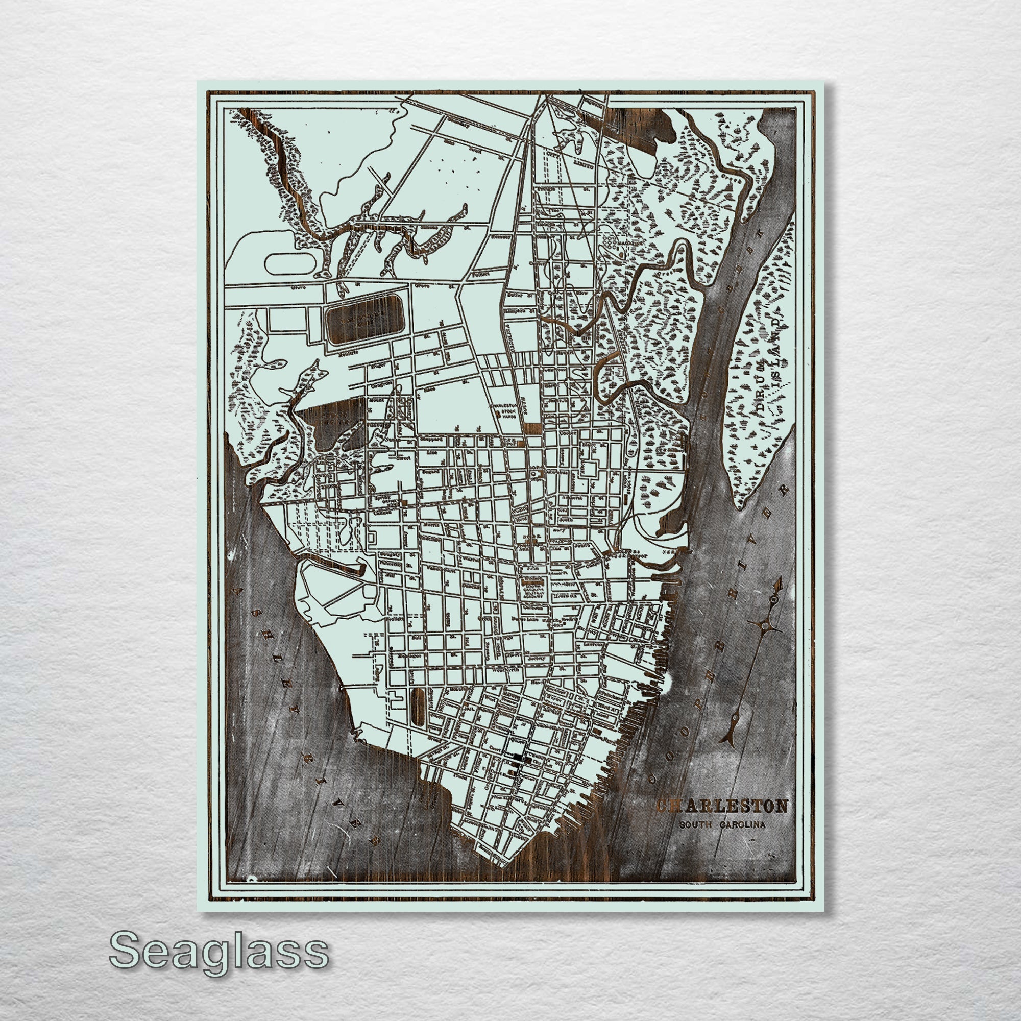 Charleston, SC 1898 - Historic Map on Wood