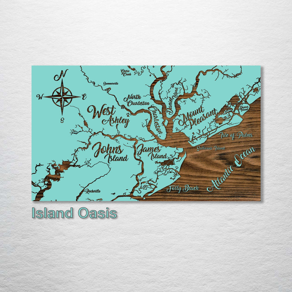 Charleston, SC Whimsical Map on Wood