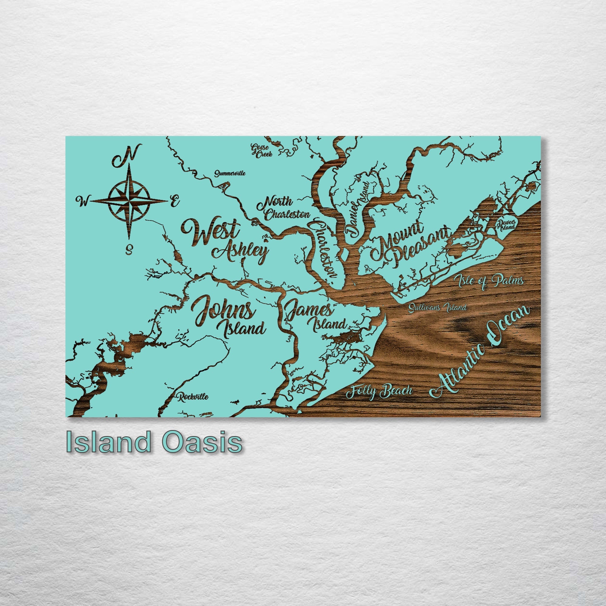 Charleston, SC Whimsical Map on Wood