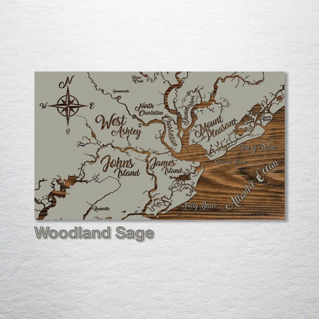 Charleston, SC Whimsical Map on Wood