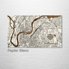 Chattanooga, TN - Street Map on Wood