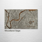Chattanooga, TN - Street Map on Wood