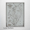 Chesapeake & Delaware Bays 1840 - Historic Map on Wood