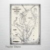 Chesapeake & Delaware Bays 1840 - Historic Map on Wood
