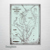 Chesapeake & Delaware Bays 1840 - Historic Map on Wood