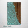 Chicago, IL - Street Map on Wood