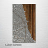 Chicago, IL - Street Map on Wood