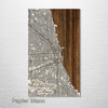 Chicago, IL - Street Map on Wood