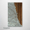 Chicago, IL - Street Map on Wood