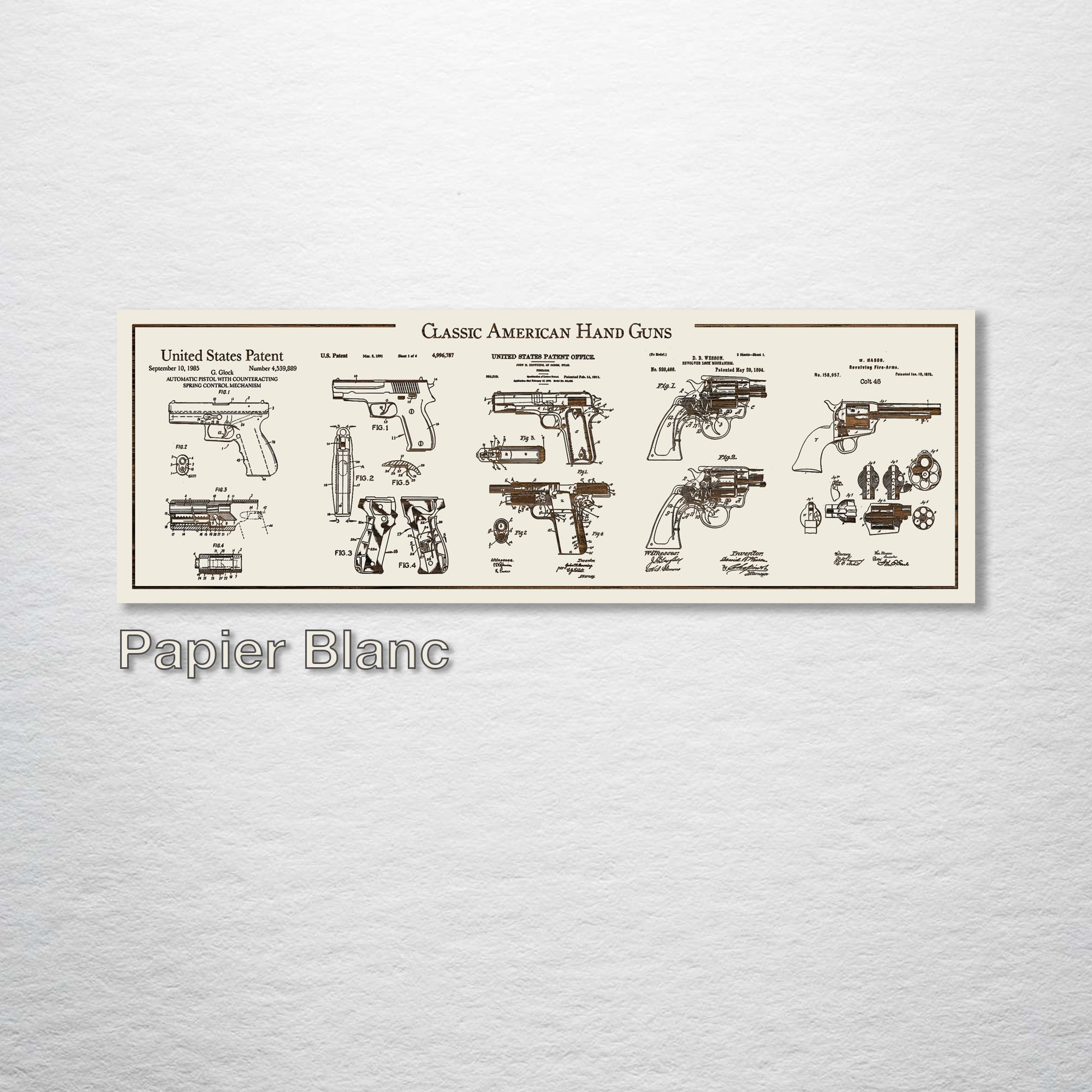 Collage - American Handgun Patents on Wood