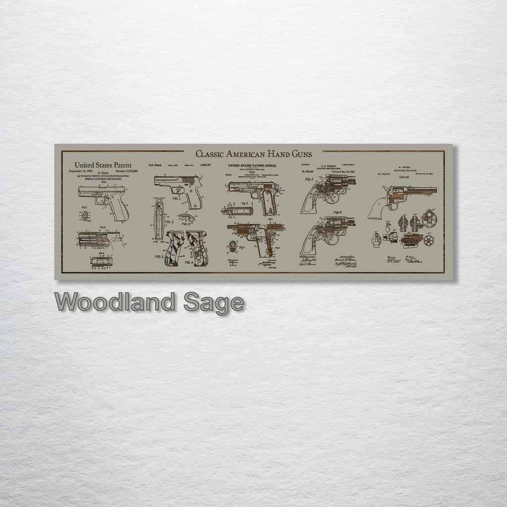 Collage - American Handgun Patents on Wood