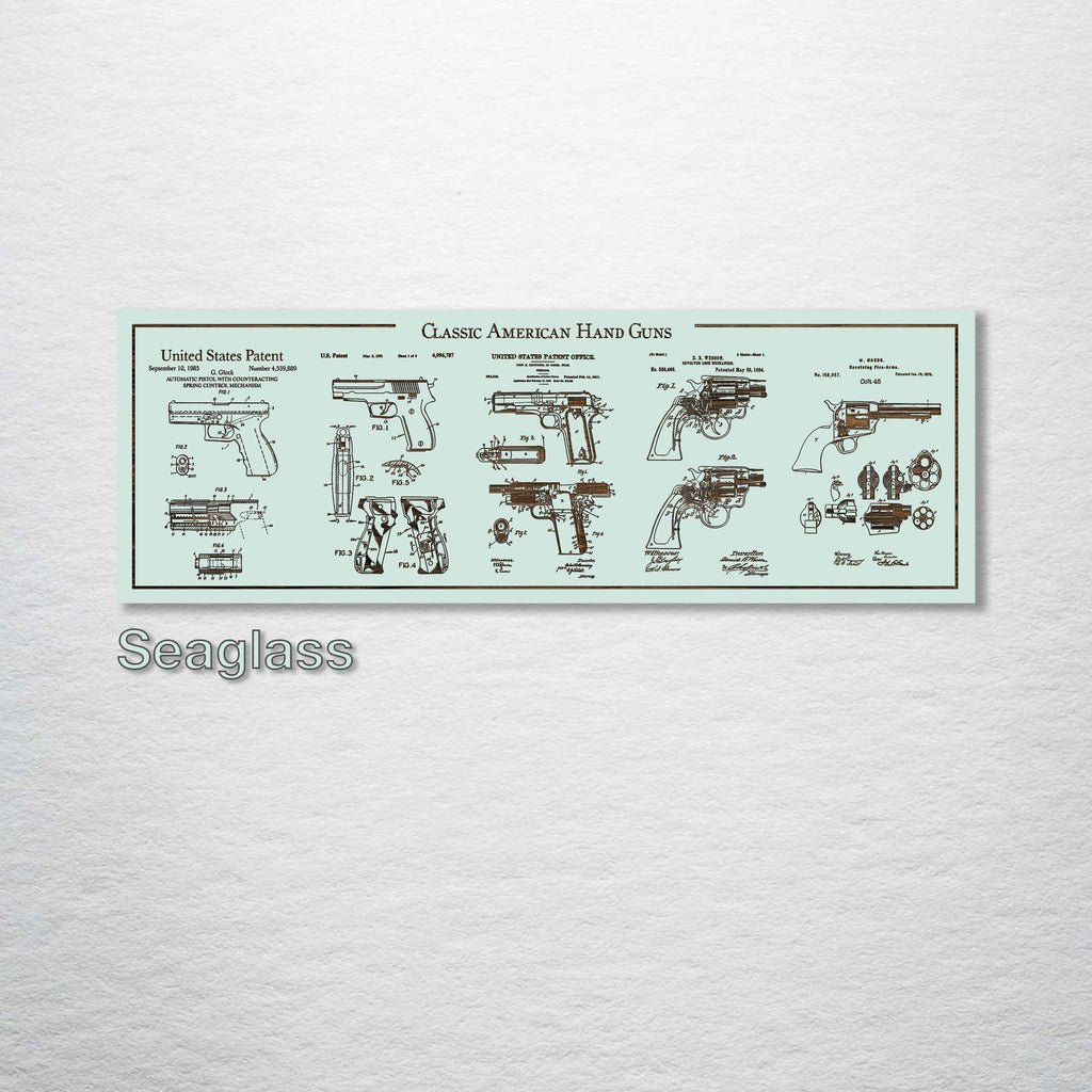 Collage - American Handgun Patents on Wood