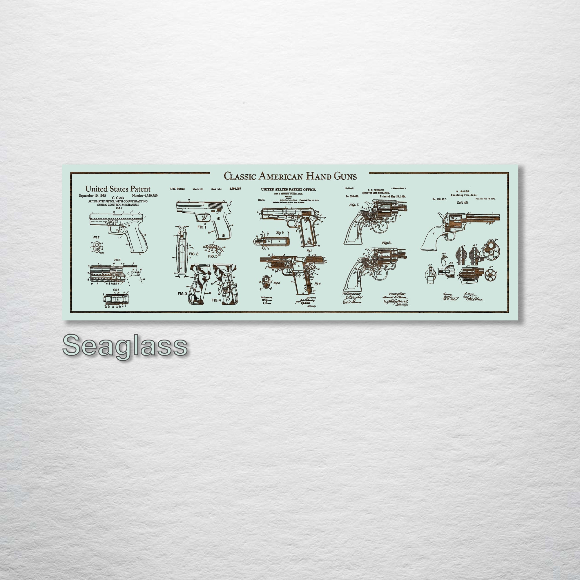 Collage - American Handgun Patents on Wood