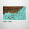Cleveland, OH - Street Map on Wood