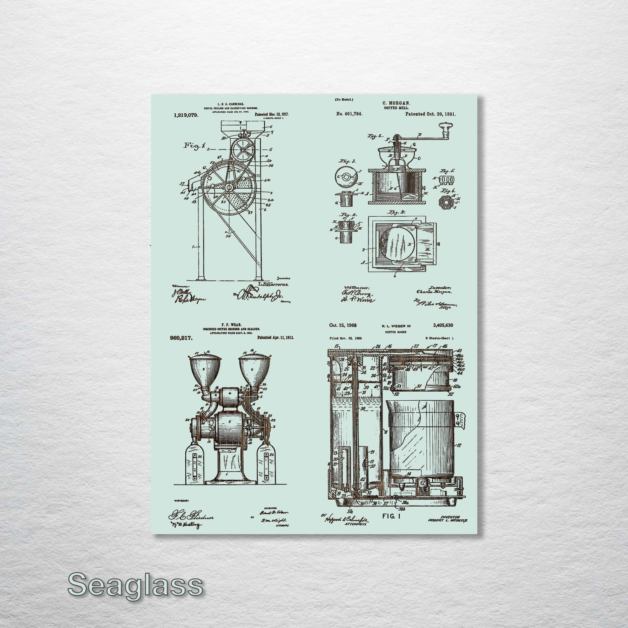 Coffee Maker Quad - Patent on Wood
