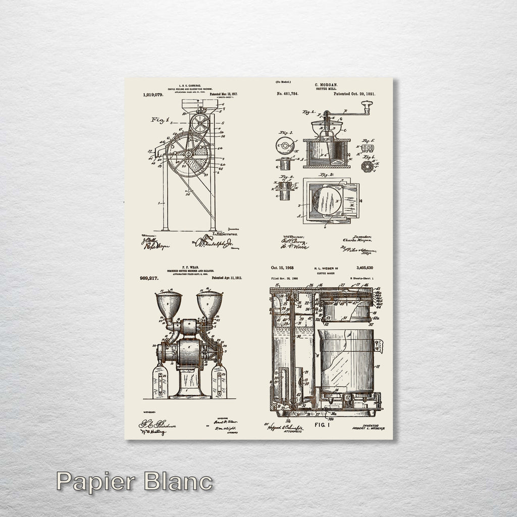 Coffee Maker Quad - Patent on Wood