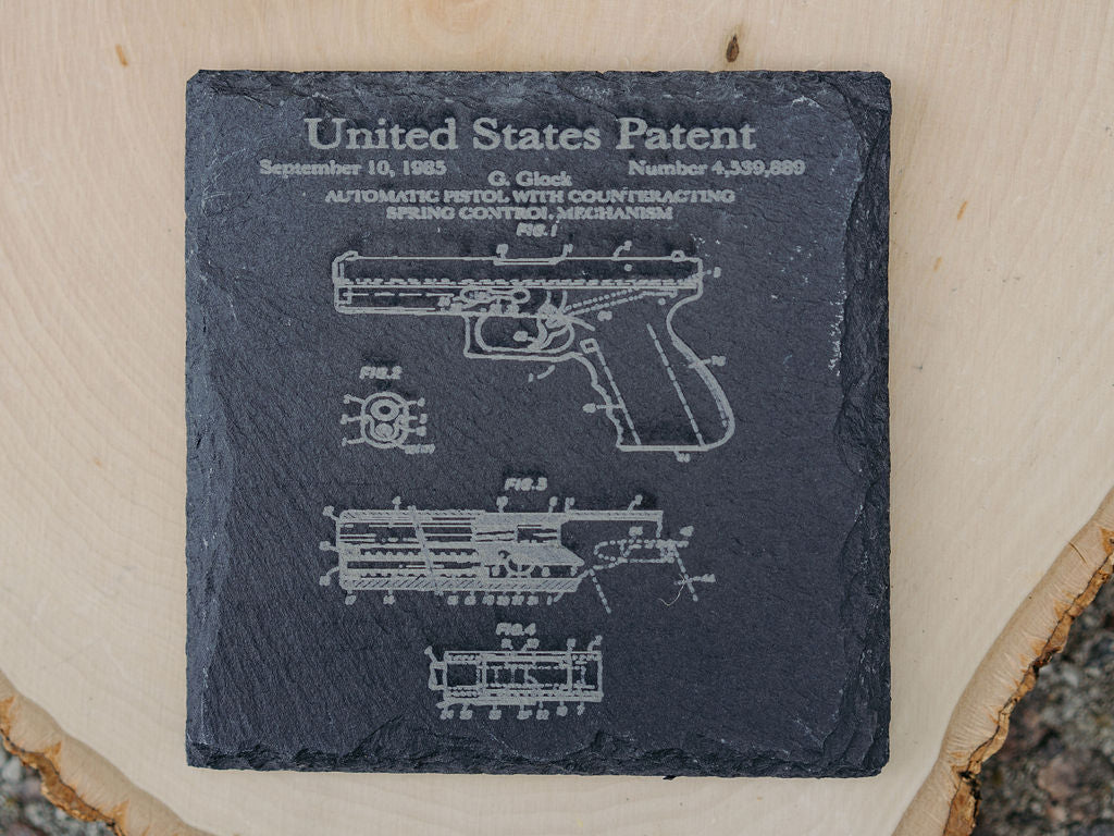 American Handgun Patent Coasters | 6pc Slate Set
