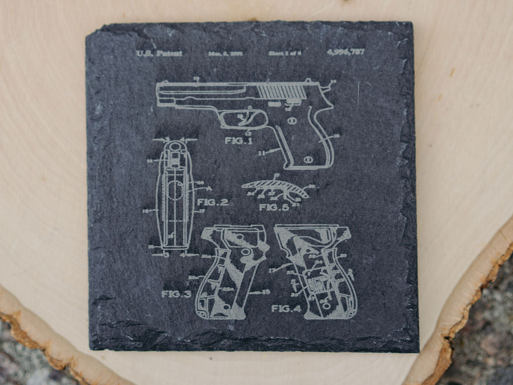 American Handgun Patent Coasters | 6pc Slate Set