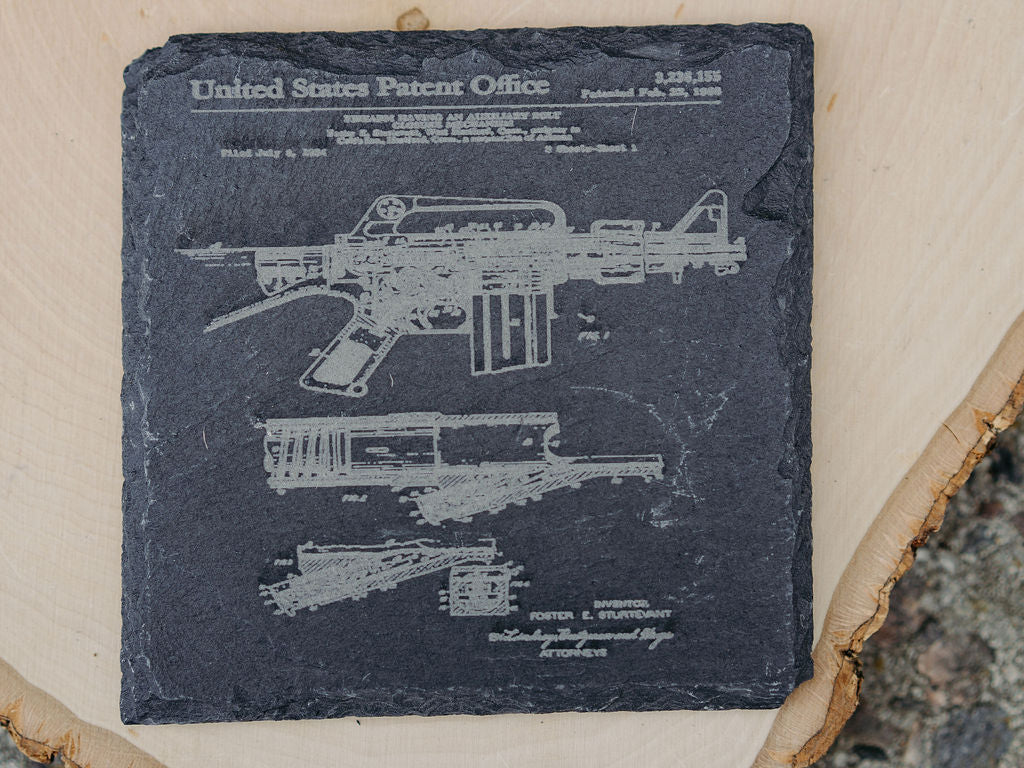 American Handgun Patent Coasters | 6pc Slate Set