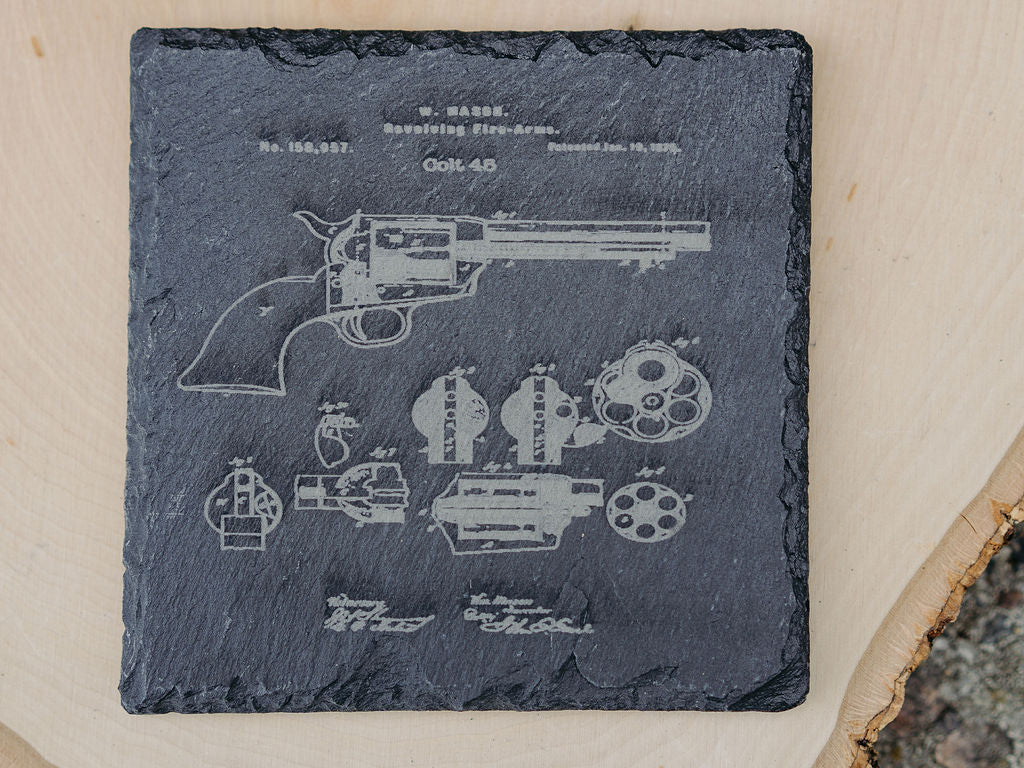 American Handgun Patent Coasters | 6pc Slate Set