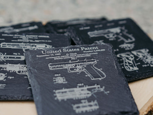 American Handgun Patent Coasters | 6pc Slate Set