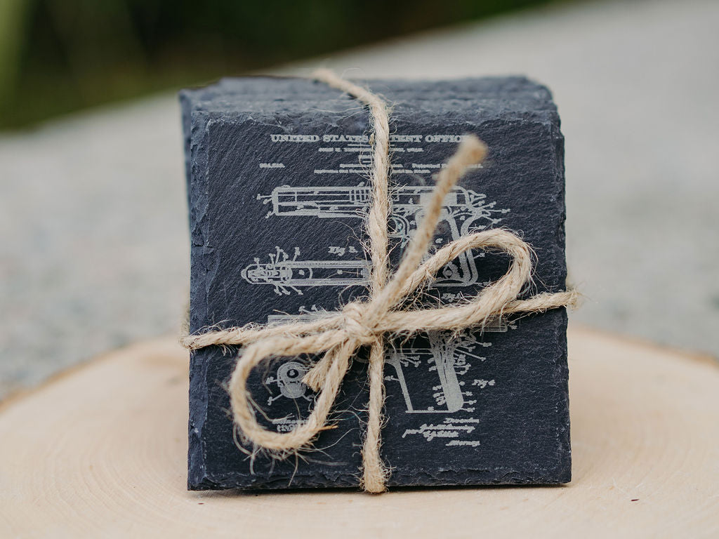 American Handgun Patent Coasters | 6pc Slate Set