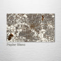 Dallas, TX - Street Map on Wood