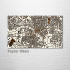 Dallas, TX - Street Map on Wood