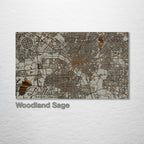 Dallas, TX - Street Map on Wood