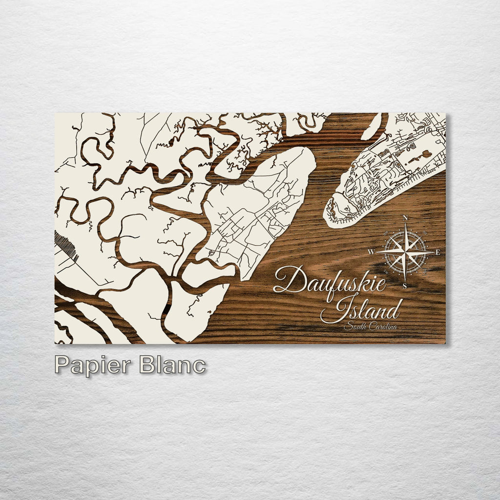 Daufuskie Island, SC - Street Map on Wood