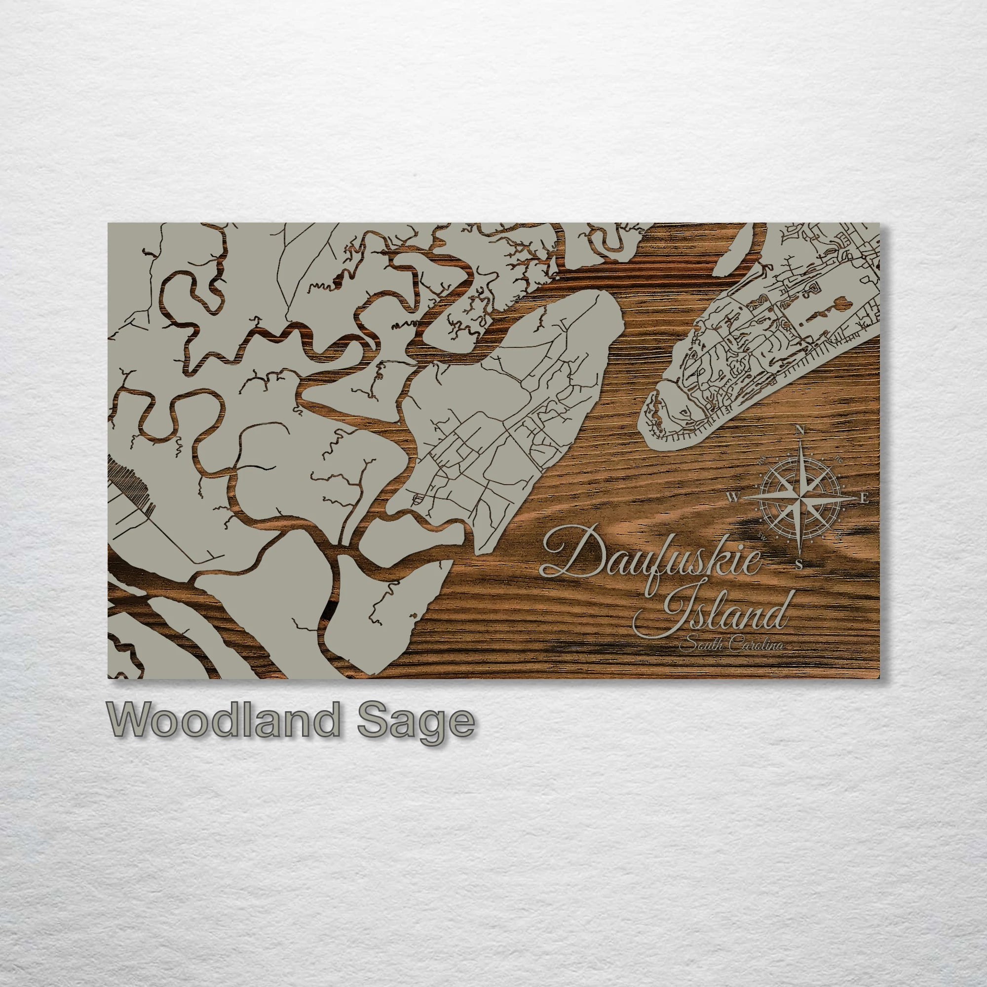 Daufuskie Island, SC - Street Map on Wood