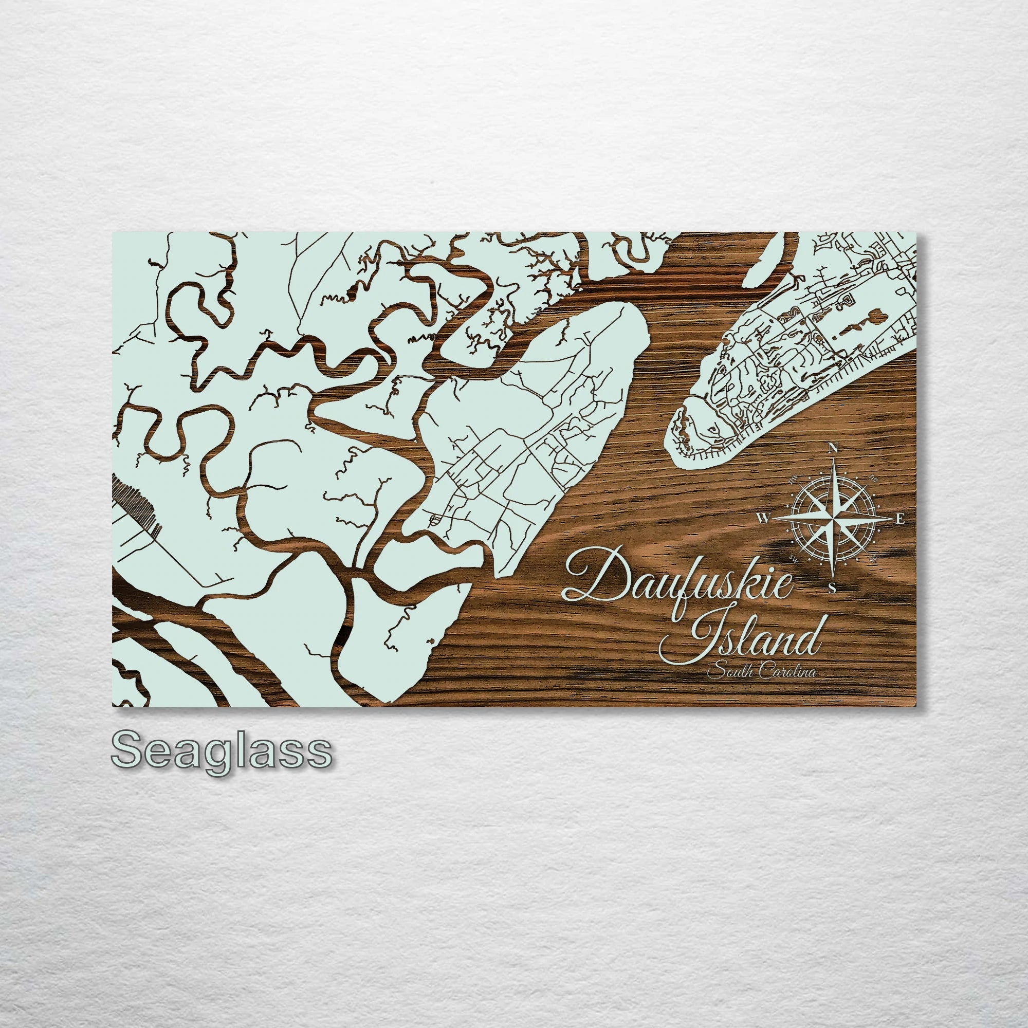 Daufuskie Island, SC - Street Map on Wood