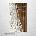 Daytona, FL - Street Map on Wood