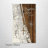 Daytona, FL - Street Map on Wood