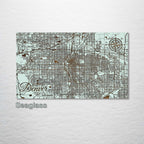 Denver, Colorado - Street Map on Wood