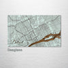 Detroit, MI - Street Map on Wood