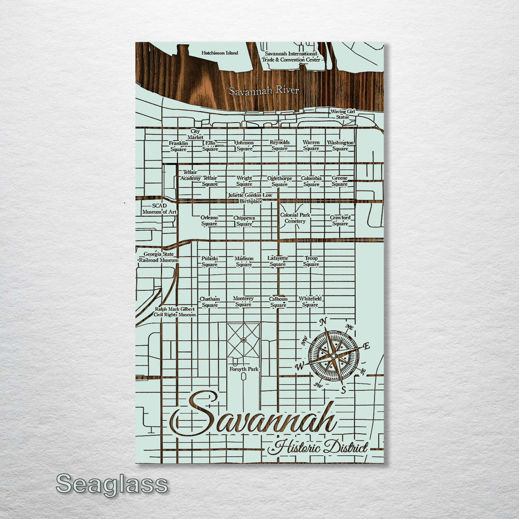 Savannah Squares - Street Map on Wood