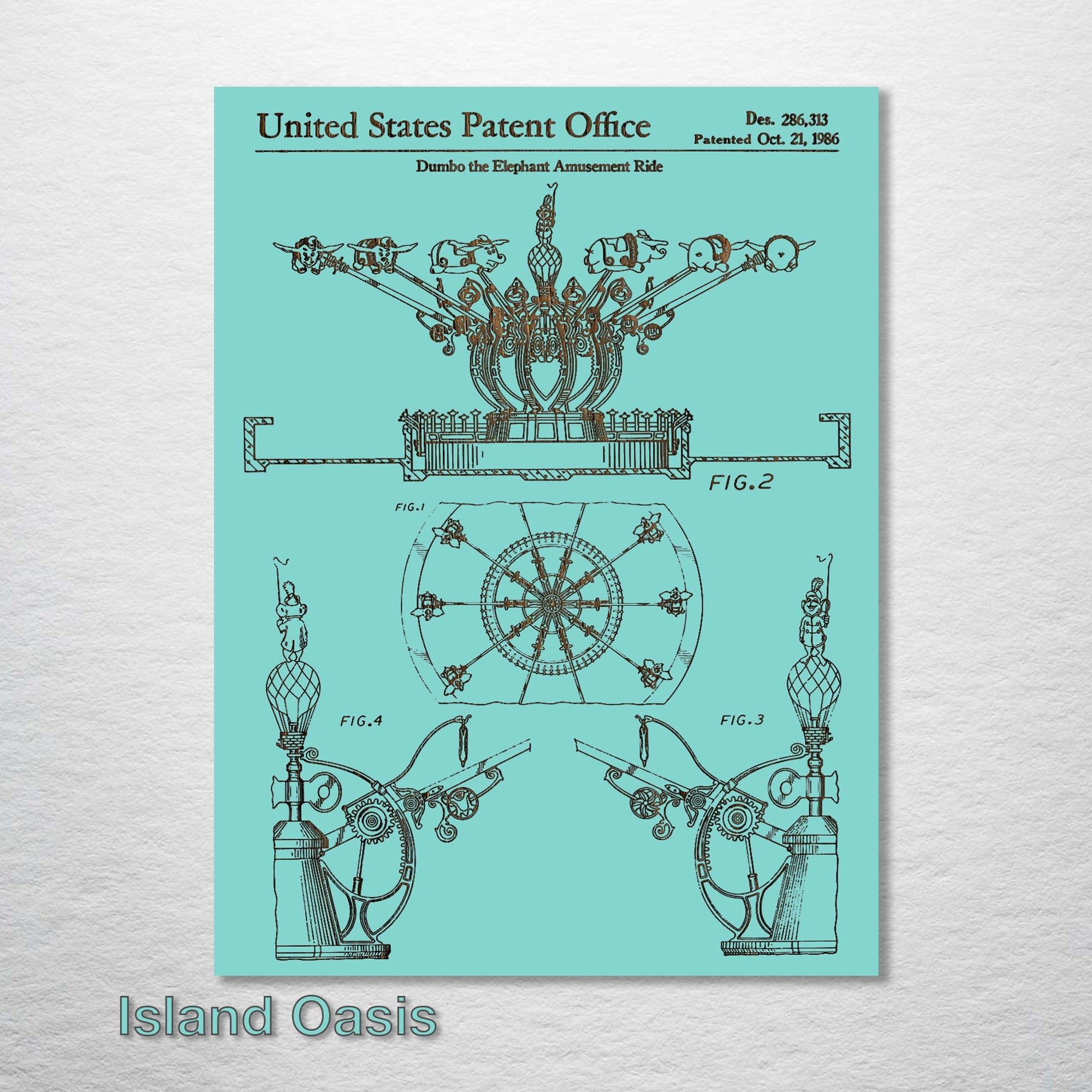Dumbo Ride (DisneyLand)- Patent on Wood