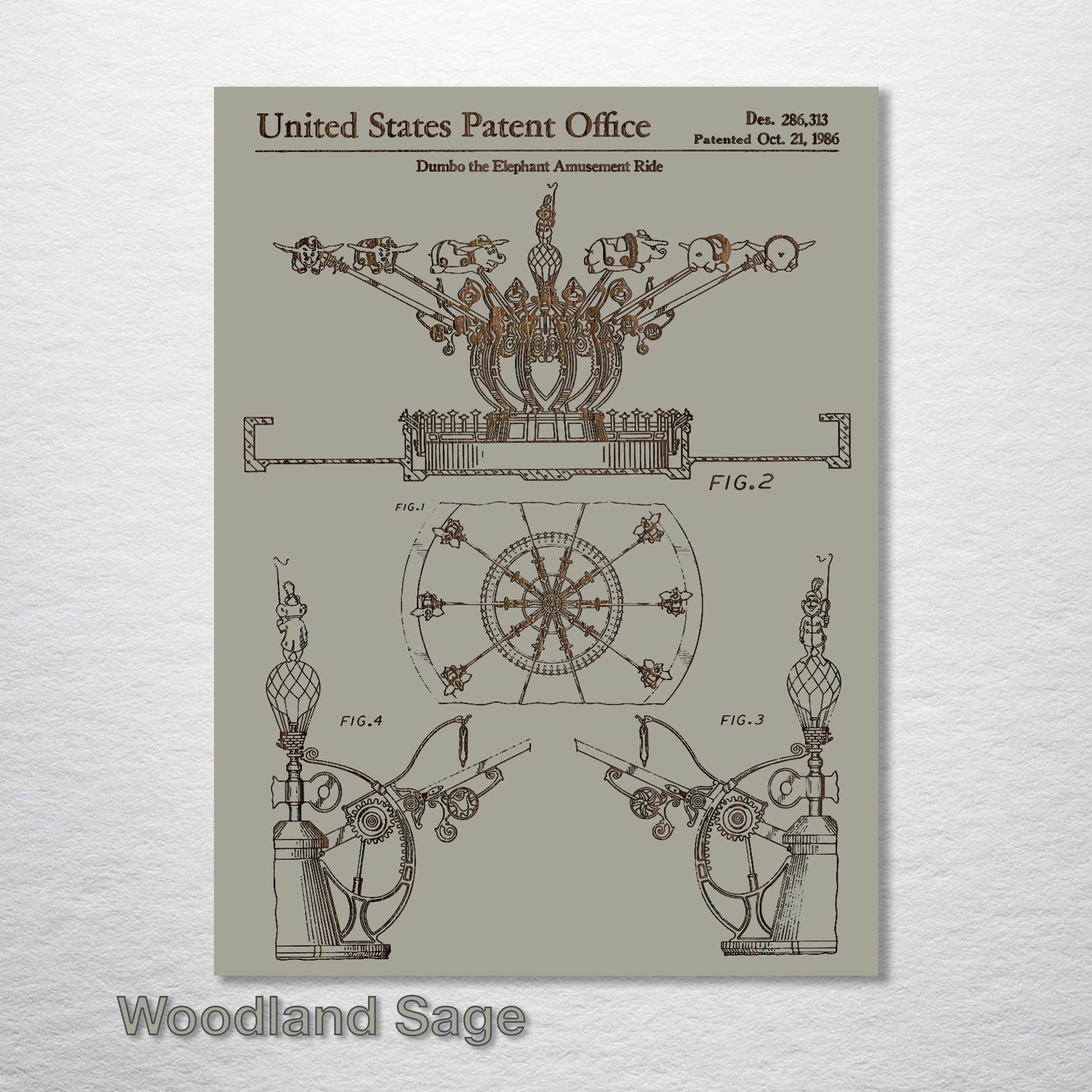 Dumbo Ride (DisneyLand)- Patent on Wood