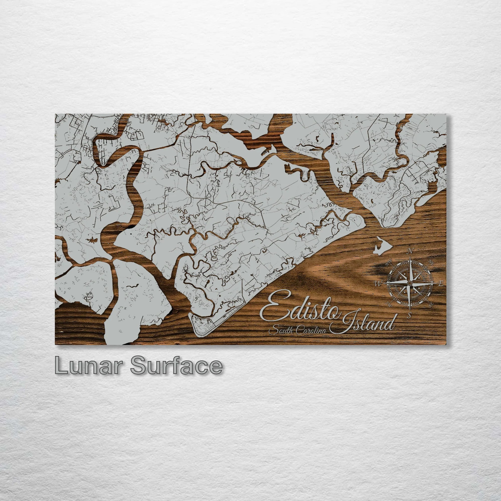 Edisto Island, SC - Street Map on Wood