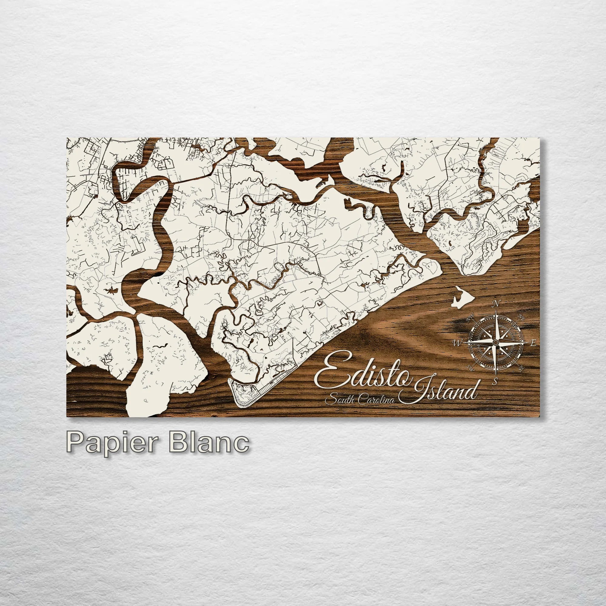 Edisto Island, SC - Street Map on Wood