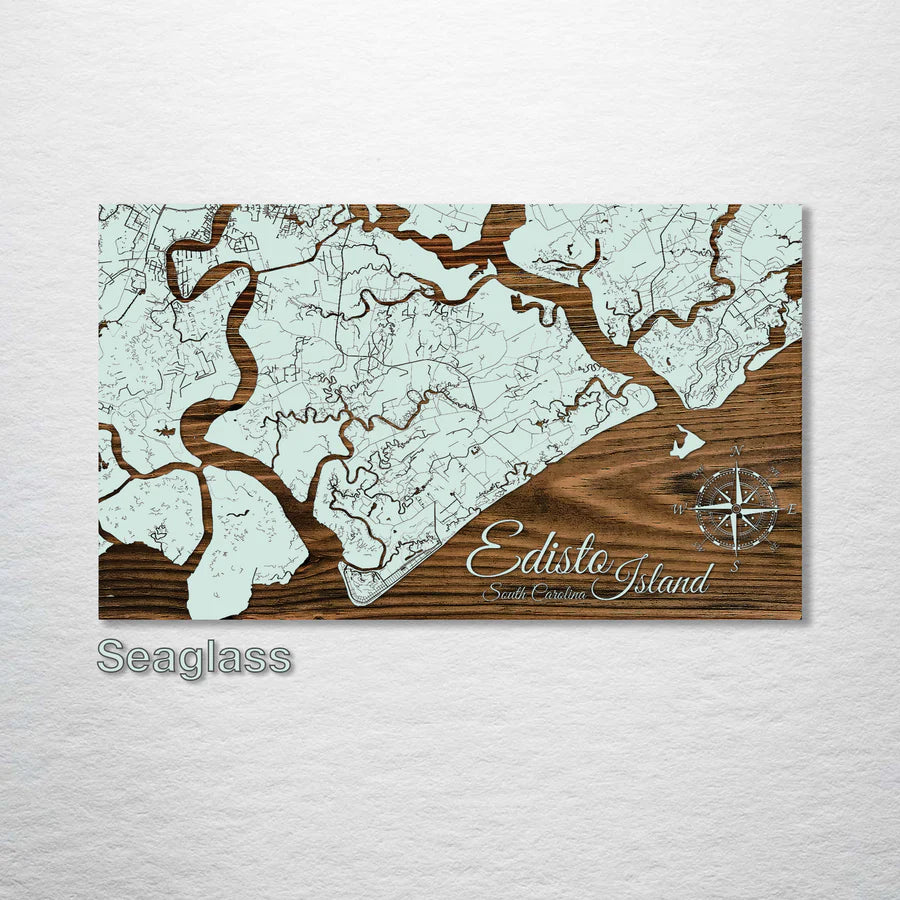 Edisto Island, SC - Street Map on Wood