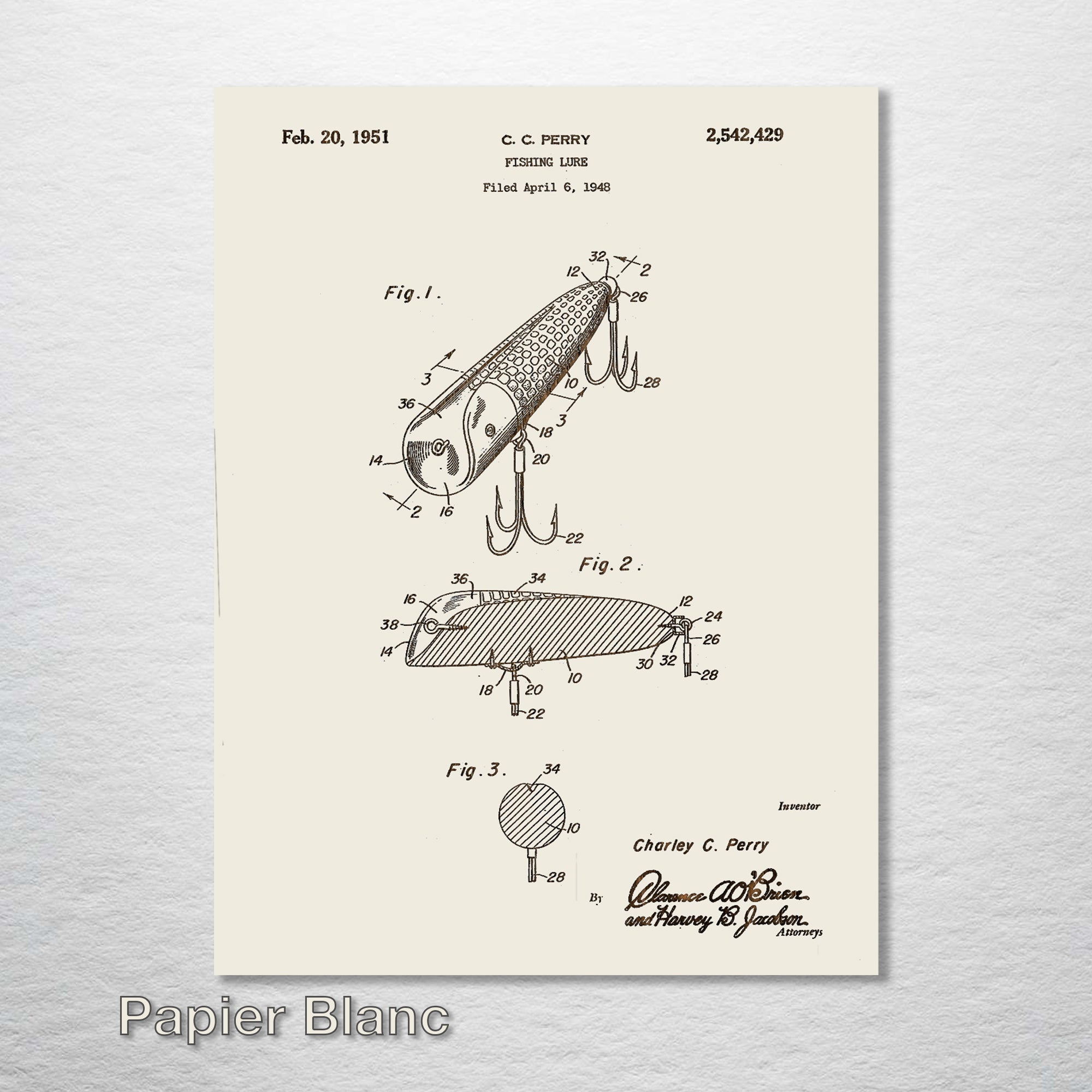 Fishing Lure - Patent on Wood