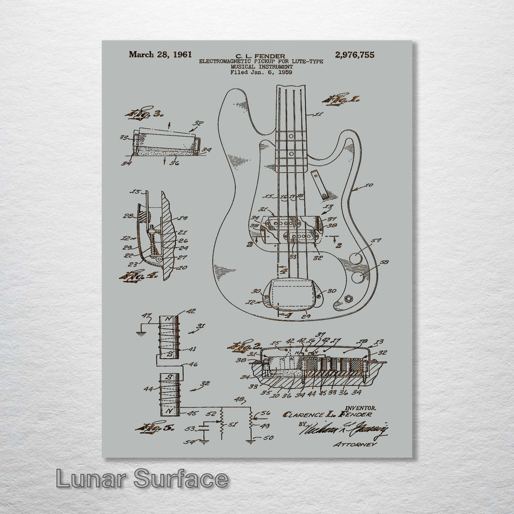 Fender Bass Guitar - Patent on Wood