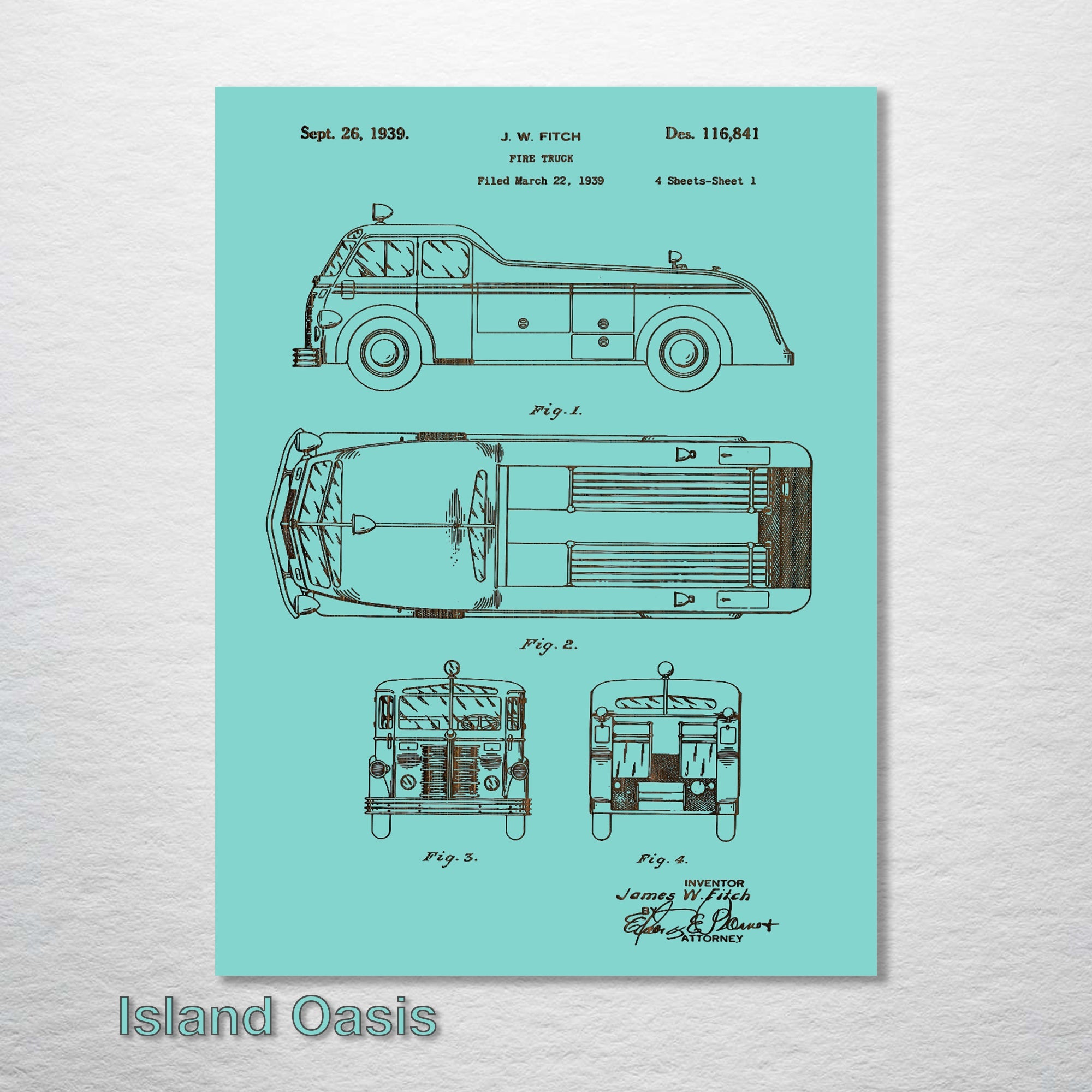 Fire Truck - Patent on Wood