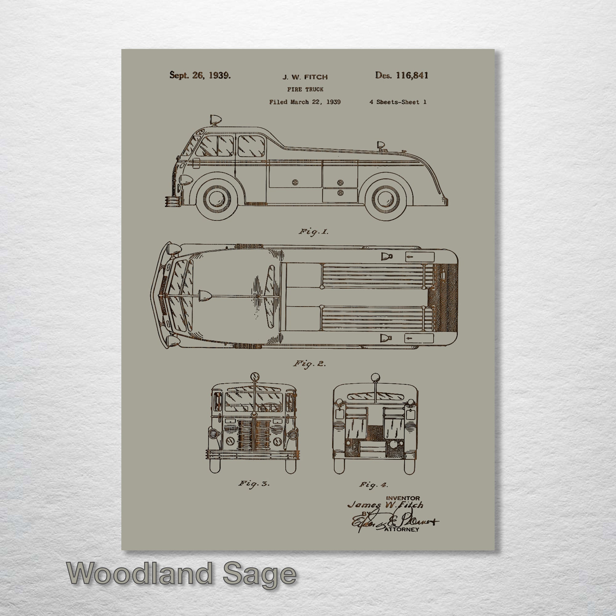 Fire Truck - Patent on Wood