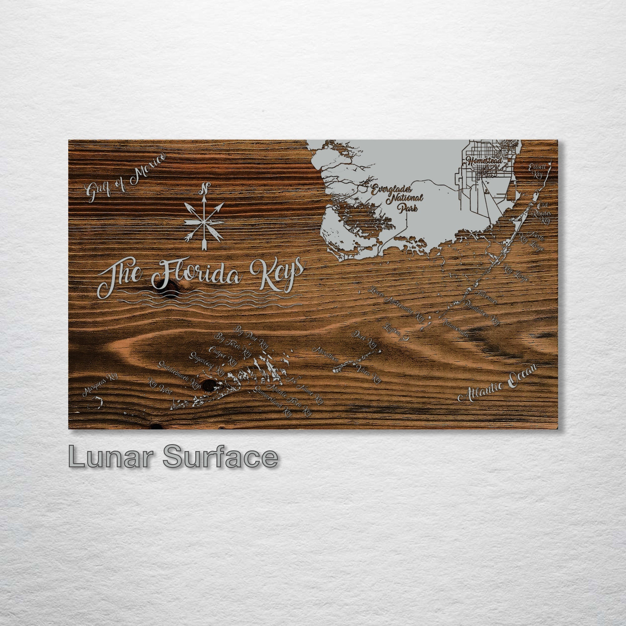 Florida Keys - Whimsical Map on Wood
